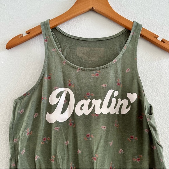 Denizen by Levi’s Floral Tie Front Tank Top Small Green Darling Print - Picture 3 of 5